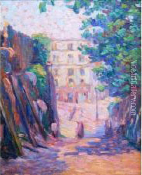 Rue Saint-vincent A Montmartre En Juin 1919 Oil Painting - Henri Aurrens