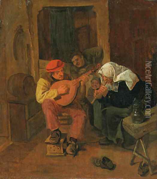 Peasants making Music in an Interior Oil Painting - Harmen Fransz. Hals