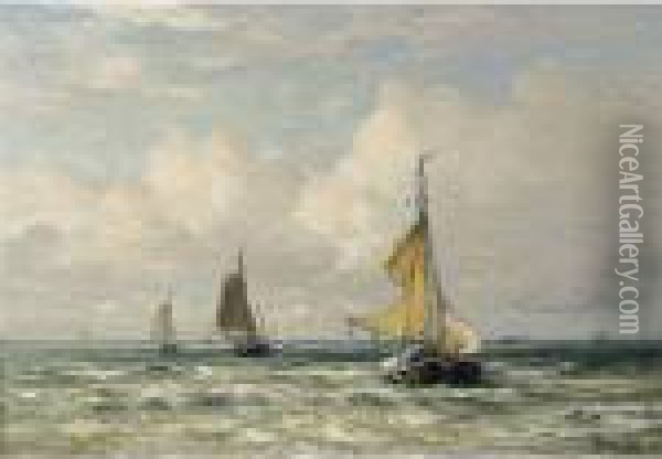 The Return Of The Fishing Fleet, Scheveningen Oil Painting - Hendrik Willem Mesdag