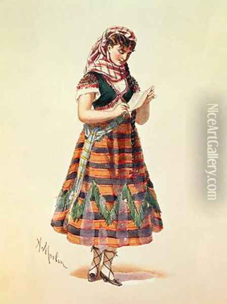 Hortense Schneider in her role in Offenbachs operetta La Perichole Oil Painting - Antony Paul Emile Morlon