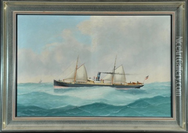 Dampfschiff Carl Hirschberg Auf See Oil Painting - John Henry Mohrmann