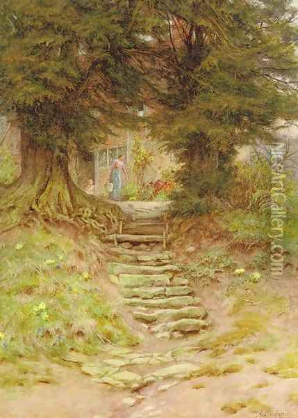 A cottage near Crocken Hill, Kent Oil Painting - Helen Mary Elizabeth Allingham