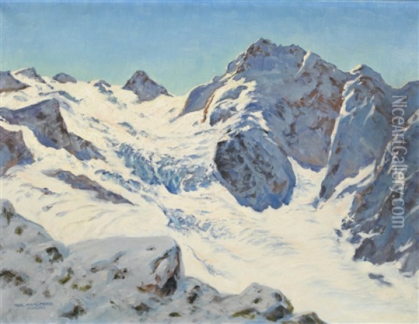 Blick Auf Pointe De Zinal Und Dent Blanche Oil Painting - Franz Hienl-Merre