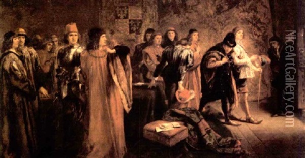 Members Of A Court Oil Painting - Sir John Gilbert