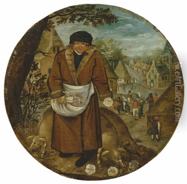 A Flemish Proverb: 'to Cast Roses Before Swine' Oil Painting - Pieter Brueghel the Younger