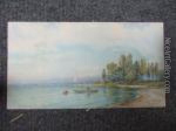 Lake Scene Oil Painting - Charles Jones Way