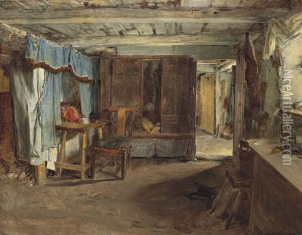 Cottage Interior Oil Painting - Thomas Faed