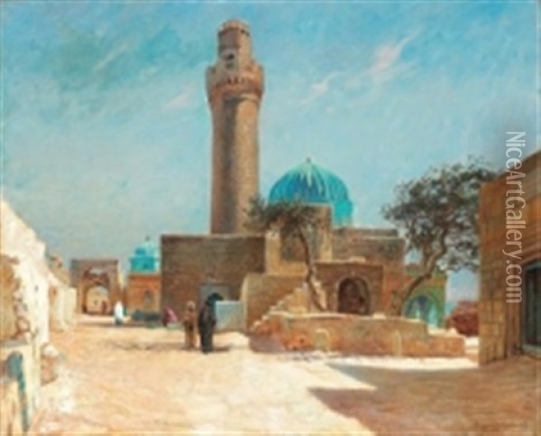 Motiv Fran Kaukasus Med En Minaret I Shichova Oil Painting - Olaf Viggo Peter Langer