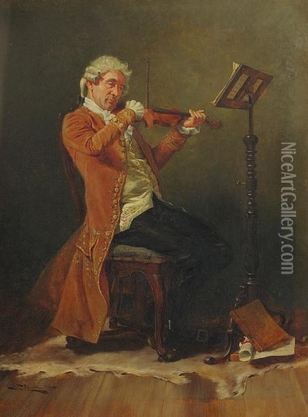 The Musician Oil Painting - Stephen Lewin