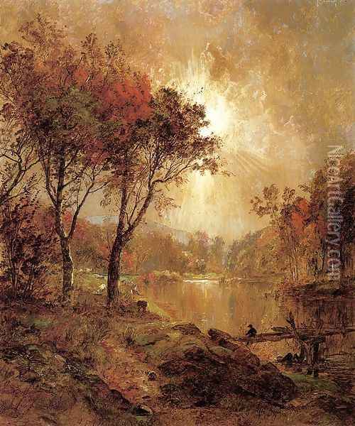 On the Ramapo River Oil Painting - Jasper Francis Cropsey