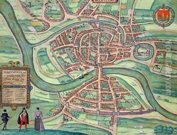 Map of Bristol from Civitates Orbis Terrarum 2 Oil Painting - Joris Hoefnagel