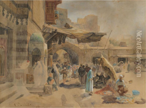Strassenszene In Jaffa (street Scene In Jaffa) Oil Painting - Gustave Bauernfeind
