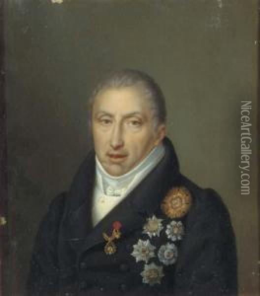 Portrait Of Carlo Felice, King Of Sardinia (1765-1831) Oil Painting - P. Vivaldi