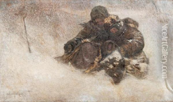 Winter. Children Oil Painting - Nikolai Petrovich Bogdanov-Belsky