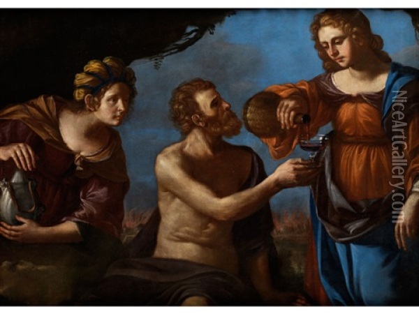 Lot Und Seine Tochter Oil Painting -  Guercino