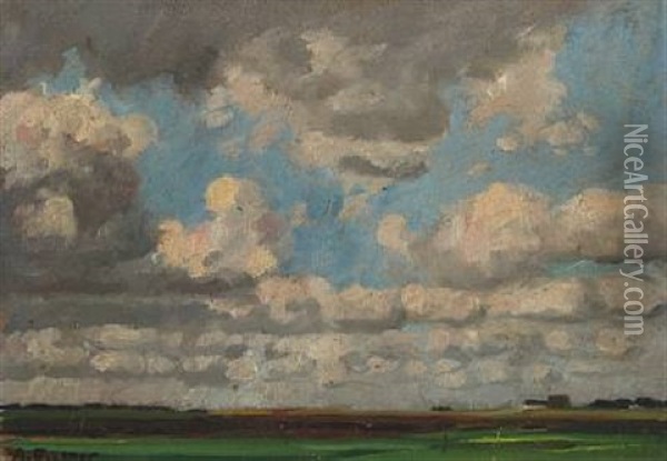 Landscape With A Cloudy Sky Oil Painting - Alexander Eckener