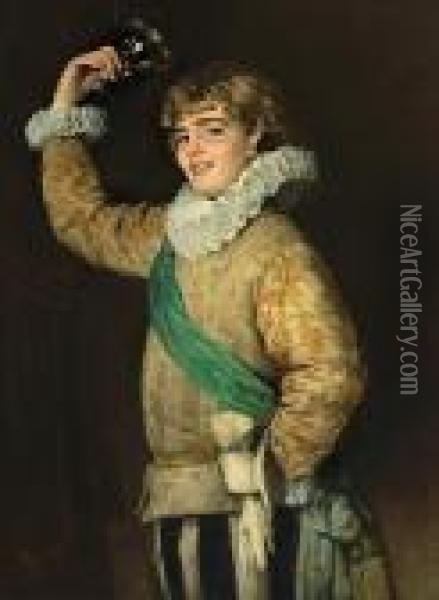 A Young Reveler Oil Painting - Ignace Spiridon