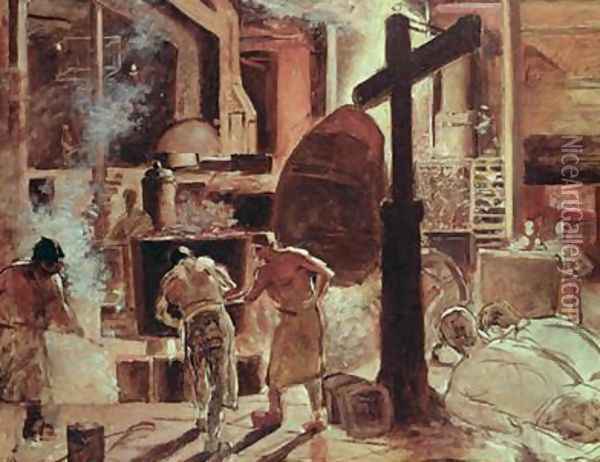 The Steelworks Oil Painting - Constantin Meunier