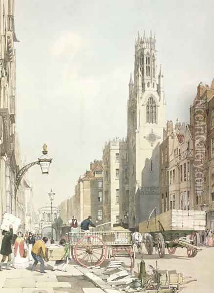 St. Dunstan's, Fleet Street,1842 Oil Painting - Thomas Shotter Boys