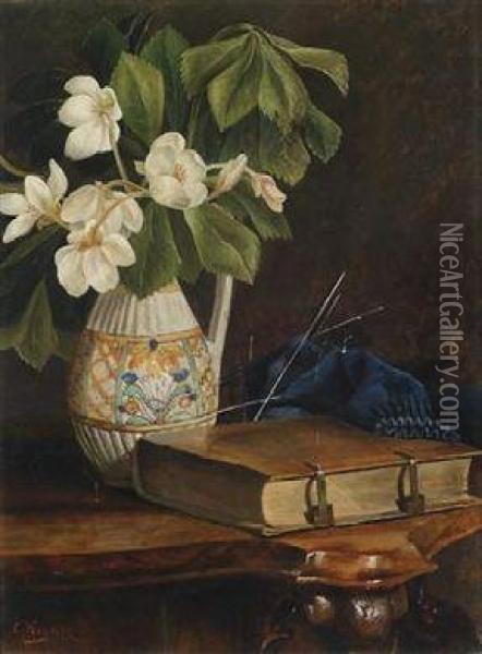Still Life With A Book Oil Painting - Christian Heyden
