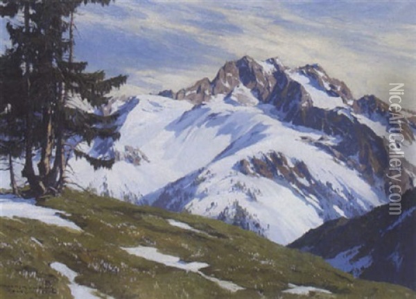 Blick Auf Die Dreitorspitze Oil Painting - Hans Maurus