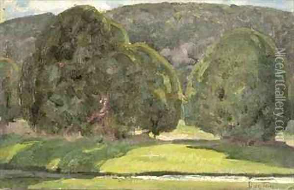 Sunlight and Cedars Oil Painting - W. Herbert Dunton