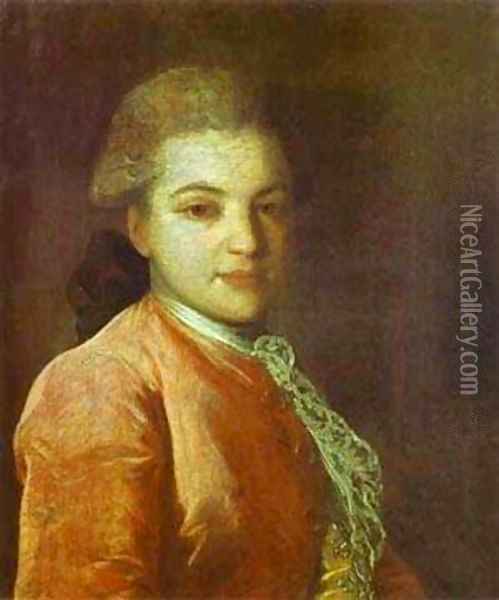 Portrait Of Count Illarion Ivanovich Vorontsov (1760-1791) 1770s Oil Painting - Fedor Rokotov