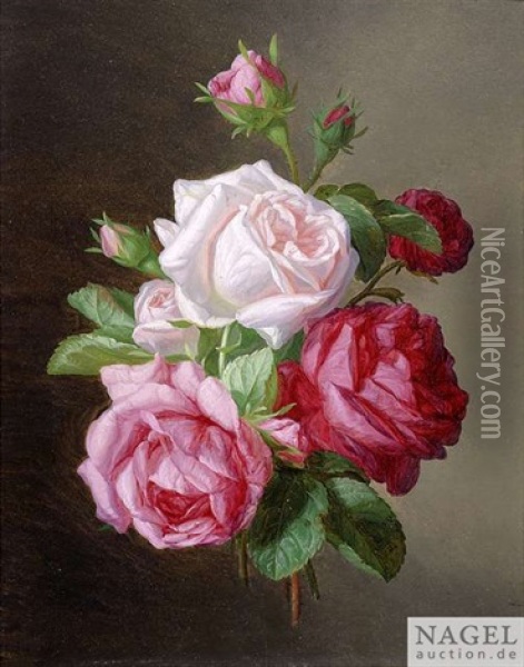 Still Life Of Roses Oil Painting - Andreas Lach