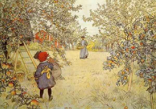 The Apple Harvest Oil Painting - Carl Larsson