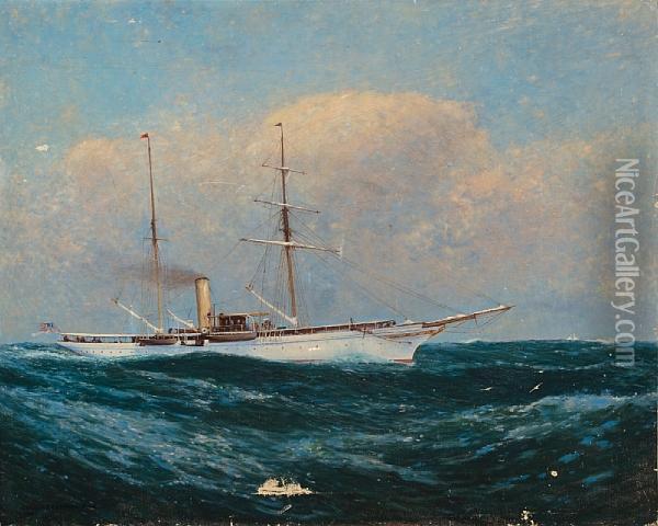 An American Steam Yacht At Sea Oil Painting - Carlton Theodore Chapman