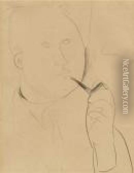 Homme A La Pipe Oil Painting - Amedeo Modigliani