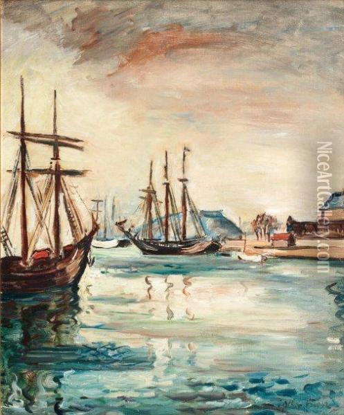 Bateaux Au Port A Saint Malo Oil Painting - Emile-Othon Friesz