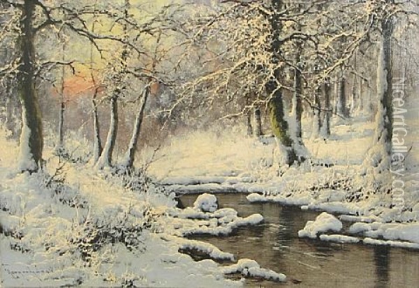 A Winter Wonderland Oil Painting - Antal (Laszlo) Neogrady