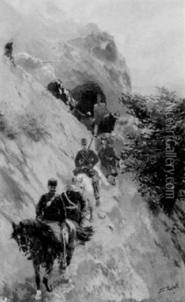 Ein Trupp Turkischer Soldaten Im Gebirge Oil Painting - Theodor Rocholl