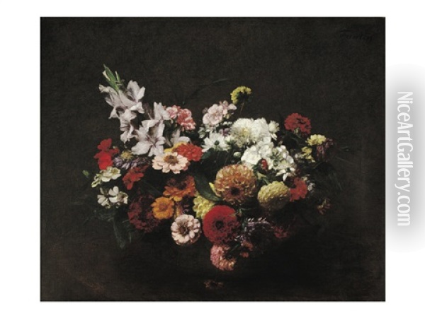 Bouquet D Fleurs Oil Painting - Henri Fantin-Latour