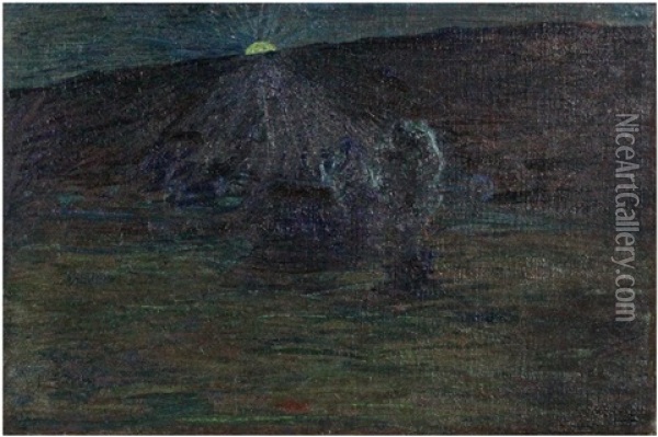 Mother And Child Oil Painting - Giovanni Segantini