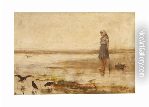 Digging For Clams Oil Painting - Frederick Stuart Church