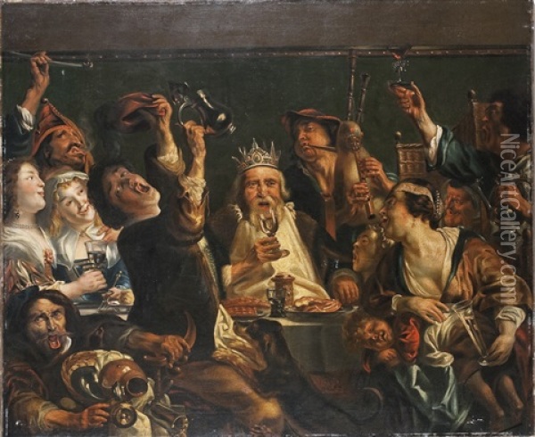 Il Re Beve (replica) Oil Painting - Jacob Jordaens