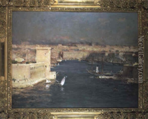 Marseille, Le Port Oil Painting - Jean Baptiste Olive