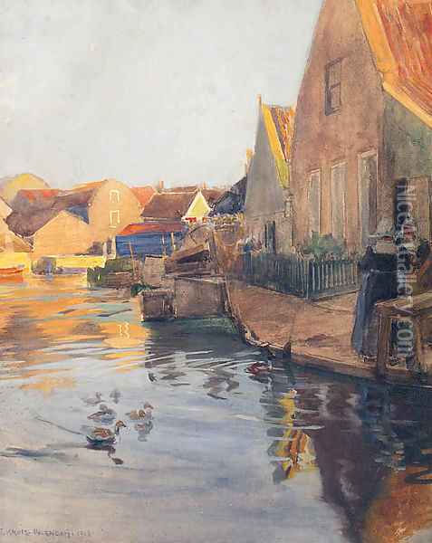 A Dutch Town On A Canal Oil Painting - Ferdinand Kruis