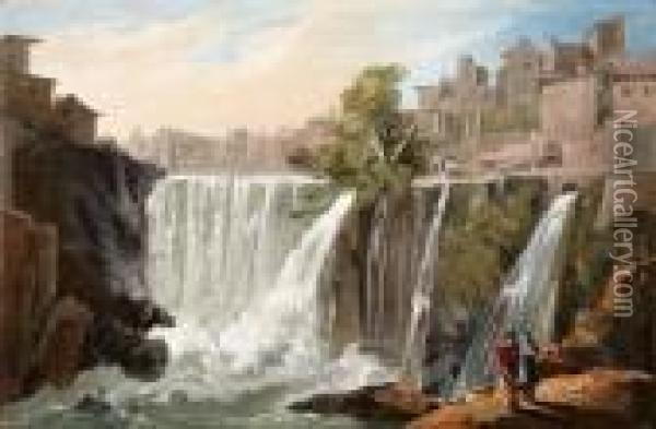 Le Cascate Dell'aniene A Tivoli Oil Painting - Hubert Robert