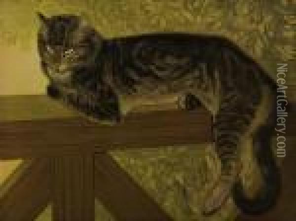 L'ete Chat Sur Une Balustrade Oil Painting - Theophile Alexandre Steinlen