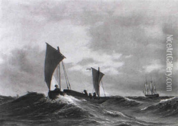 Shipping In A Swell Oil Painting - Vilhelm Melbye