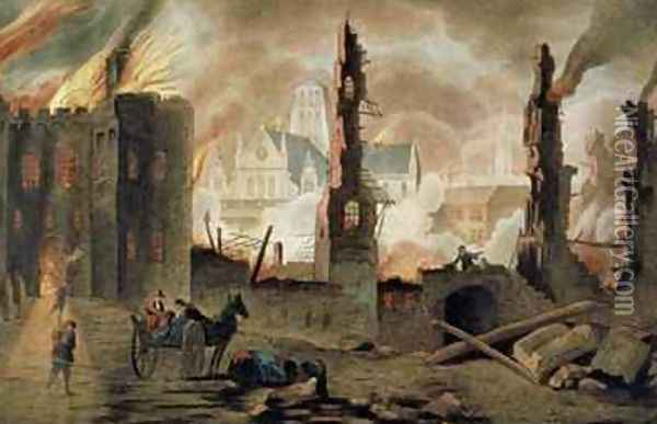 The Great Fire of London in the Year of 1666 Oil Painting - Jan the Elder Griffier