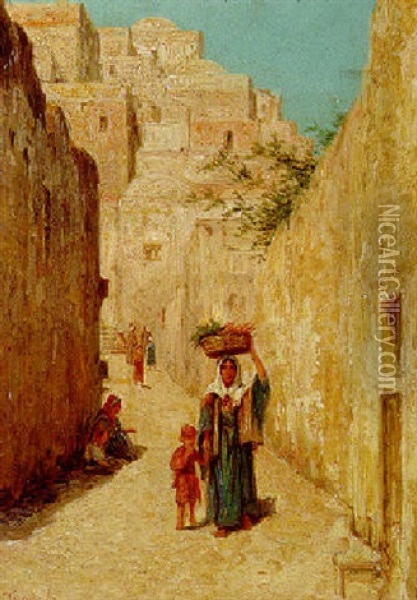 A Tunisian Backstreet Oil Painting - Walter Frederick Roofe Tyndale