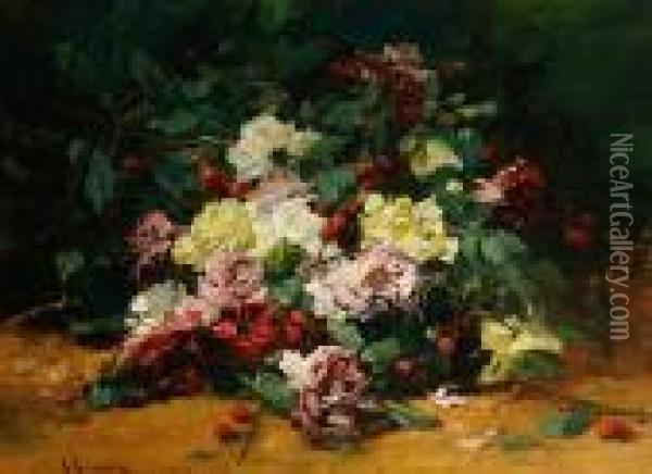 Still Life Of Flowers Oil Painting - Georges Jeannin