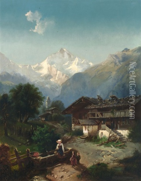 Blick Auf Das Jungfraumassiv Im Berner Oberland Oil Painting - Carl Triebel