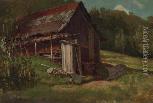 Swiss Mountain Cabin Oil Painting - Albert Bierstadt