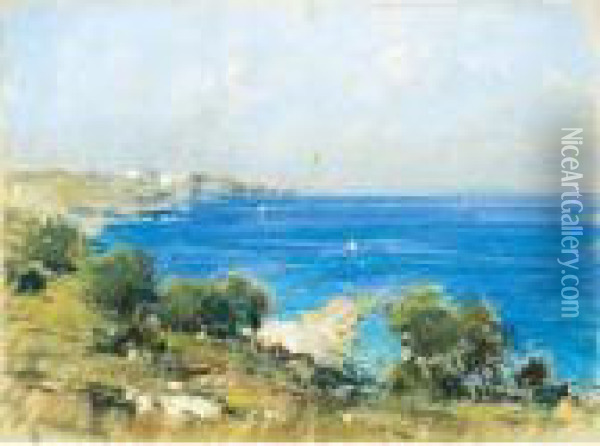 Veduta Del Golfo Di Napoli Oil Painting - Giuseppe Casciaro