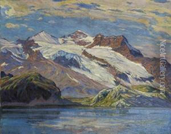 Alpenlandschaft. 1919 Oil Painting - Carl Friedrich Felber
